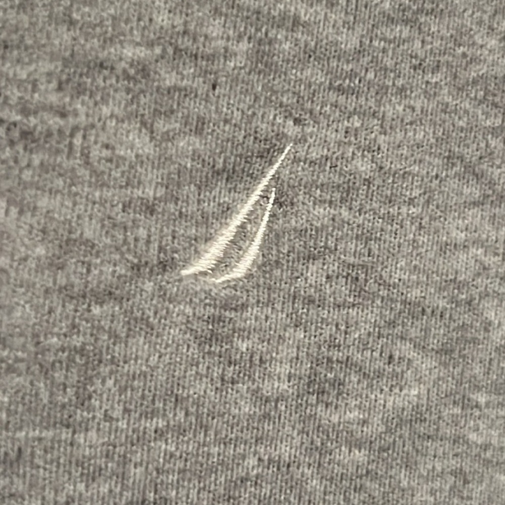 Nautica Gray Ribbed Polo Sweatshirt with Tie Front - Picture 3 of 6